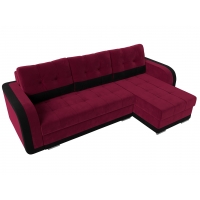 Угловой диван Марсель (микровельвет бордовый чёрный) - Изображение 1